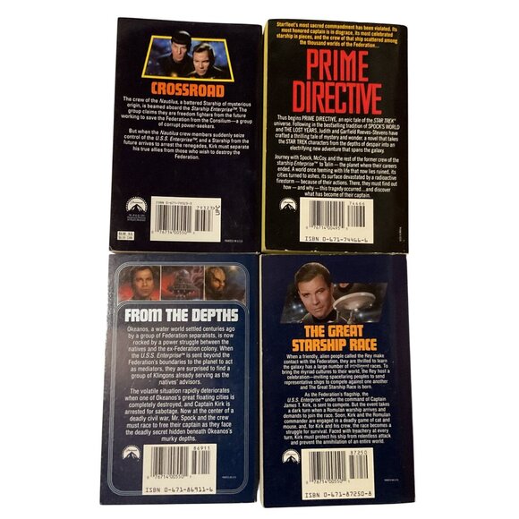 Vintage Star Trek Paperback Book Lot Of 4 Captain Kirk Themed 1990s Pocket Books - Picture 2 of 2
